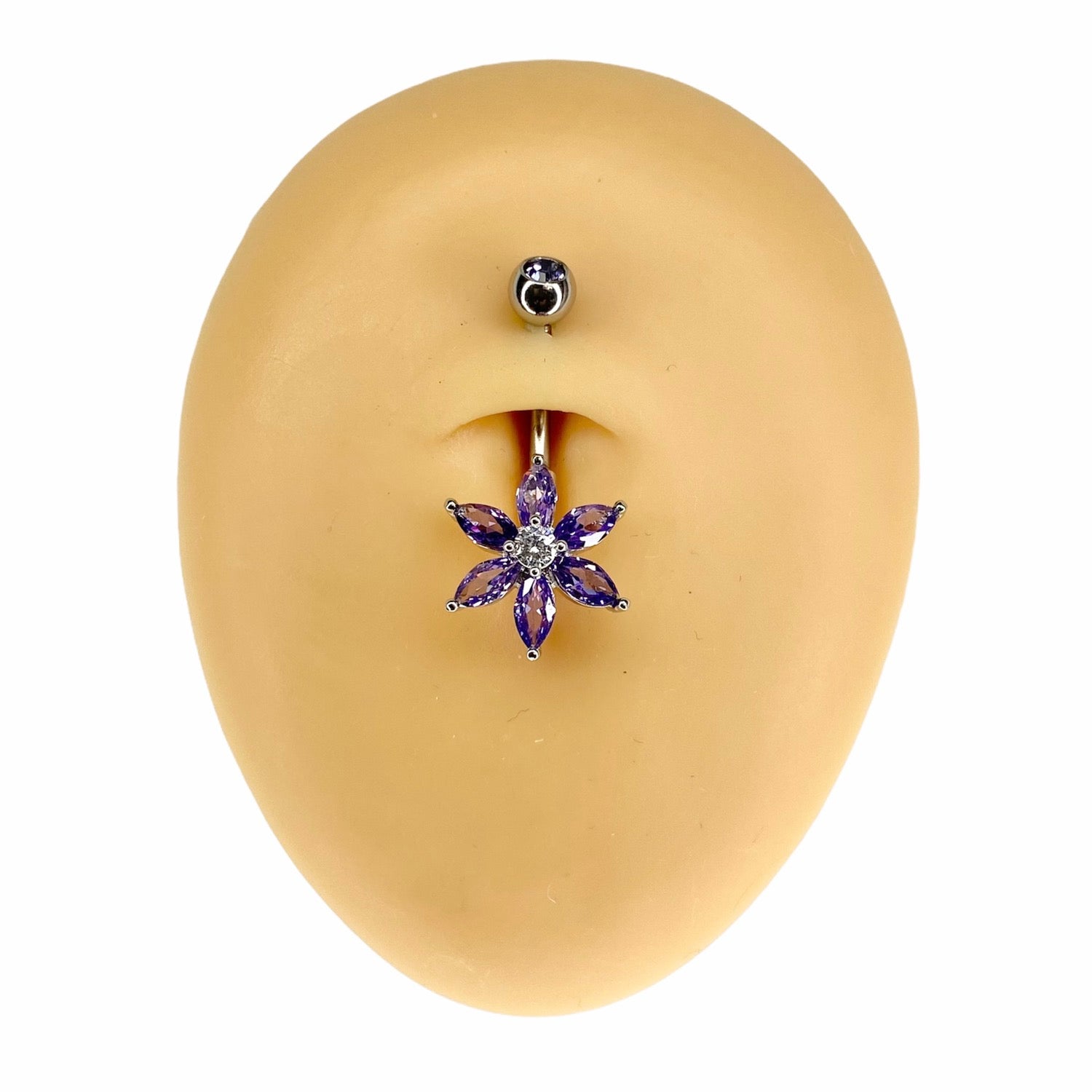 Tanzanite CZ Marquise Flower Belly Bar  image 0