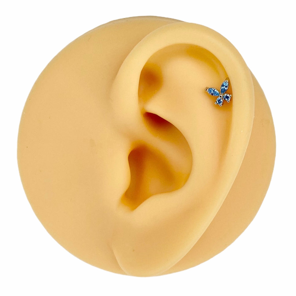 Blue Cubic Zirconia Butterfly Flat Back Stud image 0
