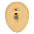 Silver Round Bling CZ Paved Outline Belly Bar  image 0