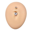 Gold CZ Round Top Heart Belly Bar image 0