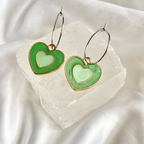 Green Double Heart Hoop Earrings image 0