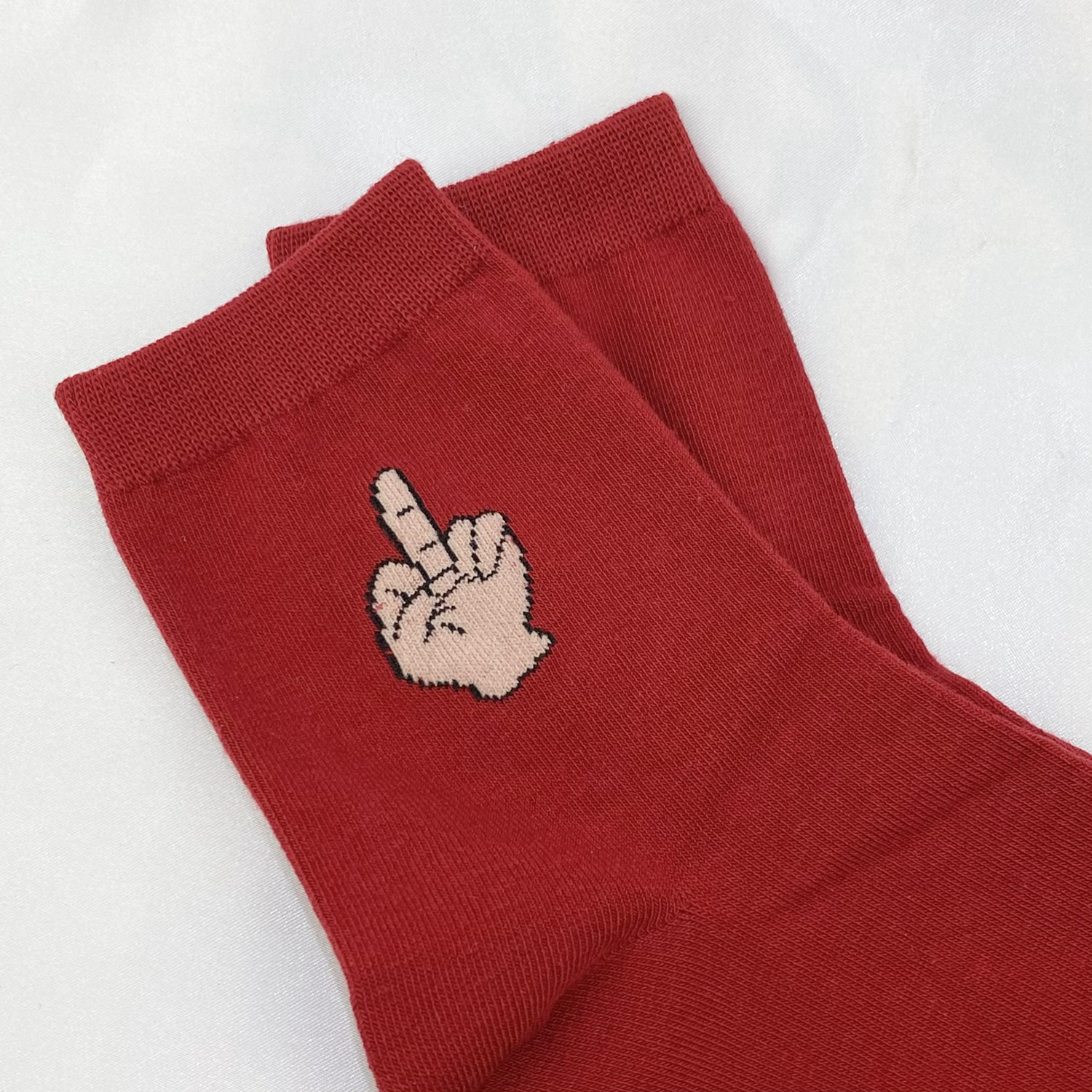 Dark Red Middle Finger Socks  image 0