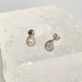 Silver CZ Tear Drop Stud Earrings image 0