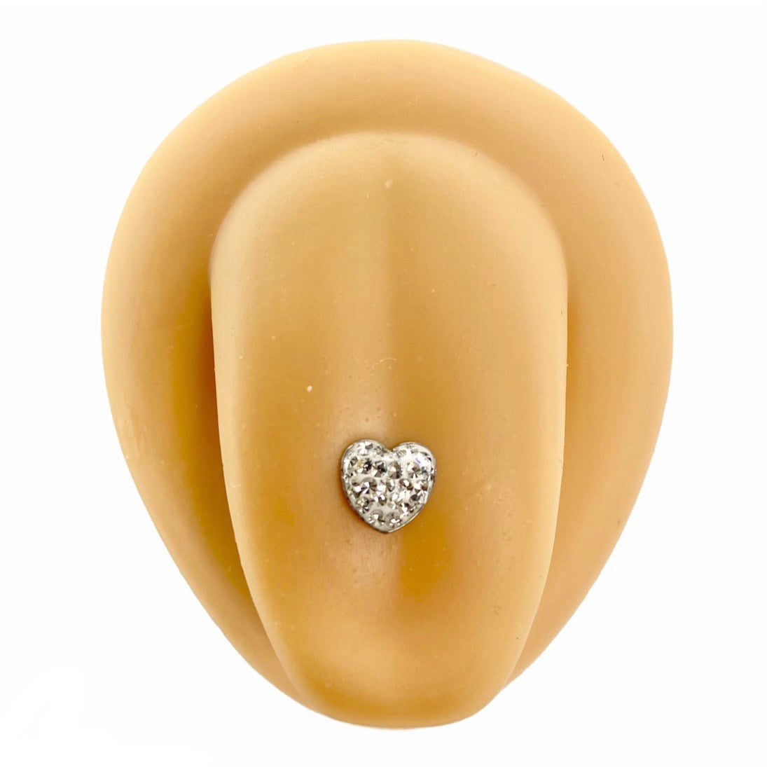 Silver Heart Crystal Paved Tongue Bar image 0