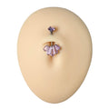 Pink Baguette CZ Top Belly Bar  image 0