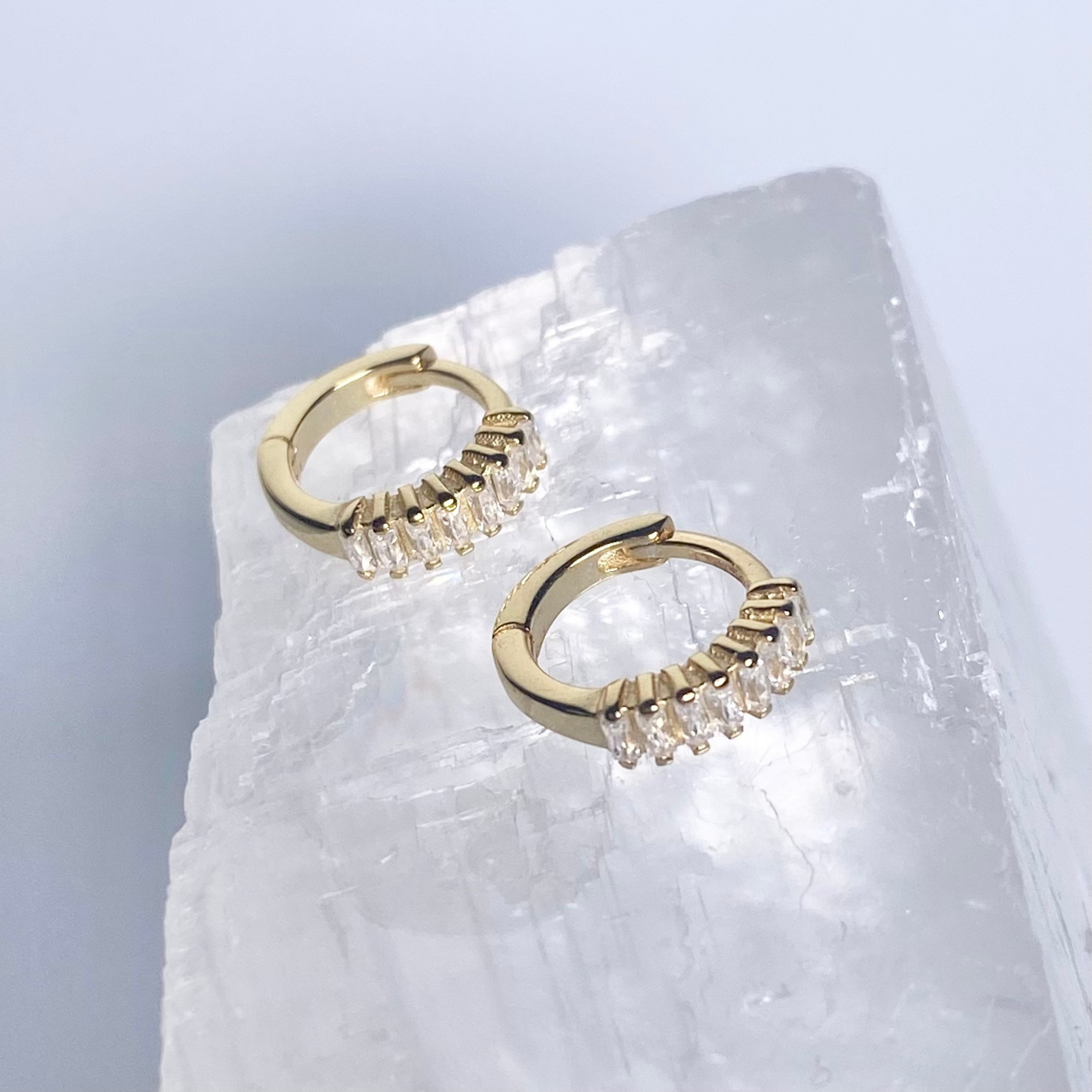 Gold Mini CZ Prong Hoop Earrings image 0