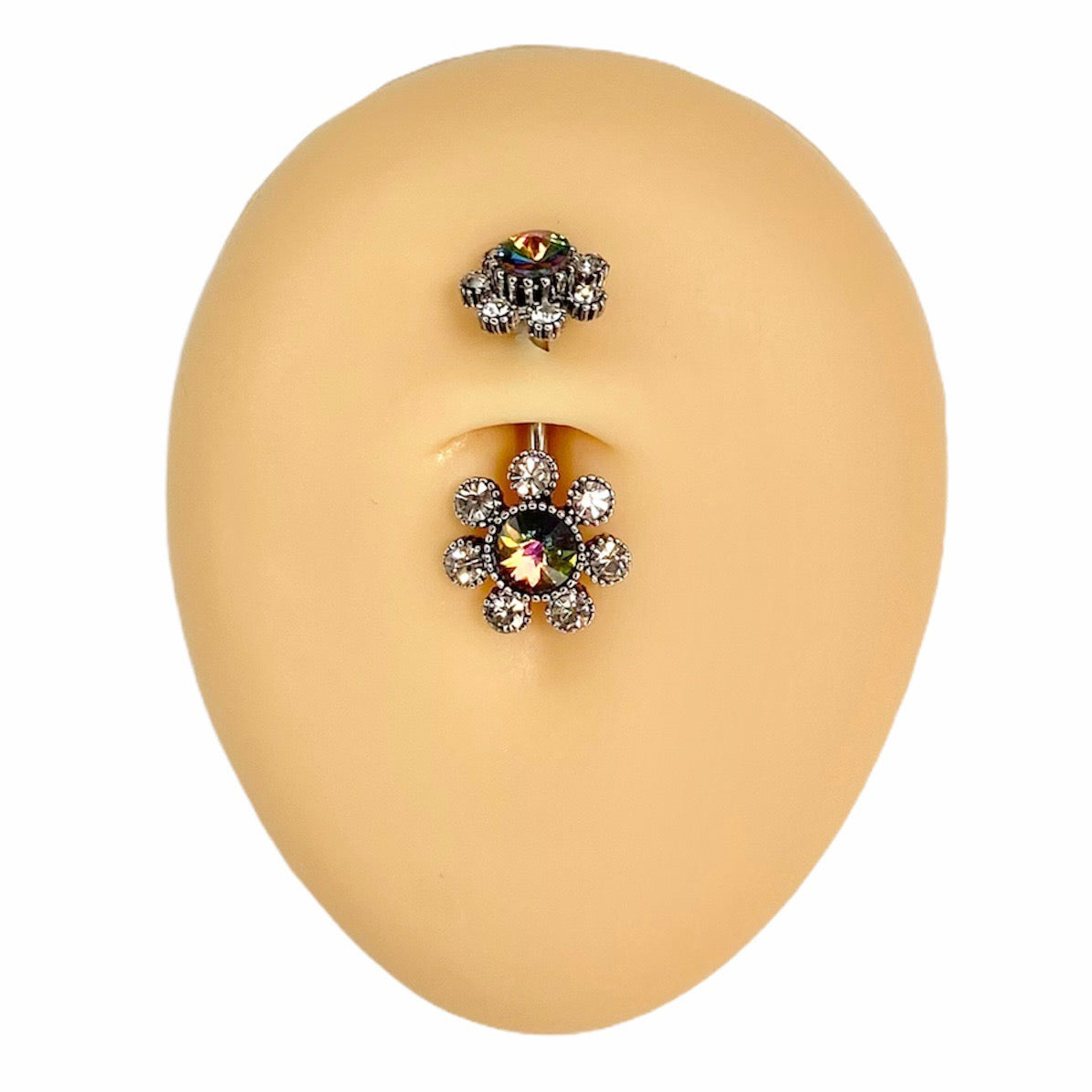Vitrail Medium Double End Funky Crystal Flower Belly Bar image 0