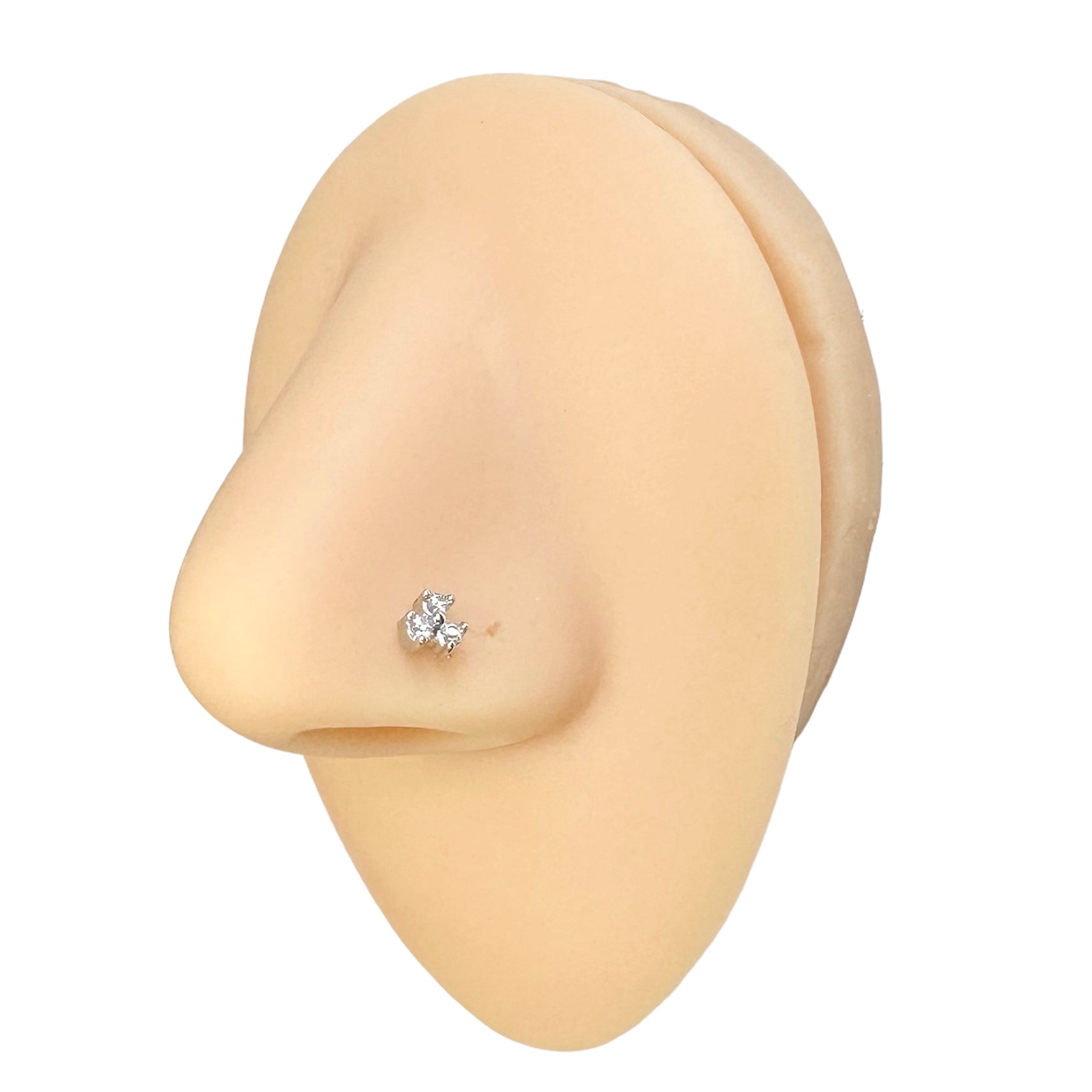 Silver Triple Stone Nose Stud image 0