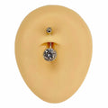 Gold Round Bling CZ Paved Outline Belly Bar  image 0