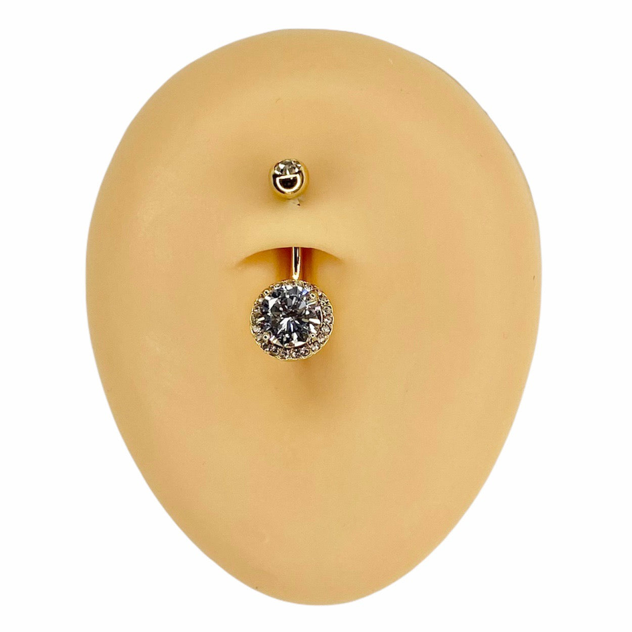 Gold Round Bling CZ Paved Outline Belly Bar  image 0