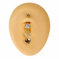 Gold CZ Eared Playboy Belly Bar  image 0