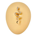 Gold CZ Snake Reverse Belly Bar  image 0