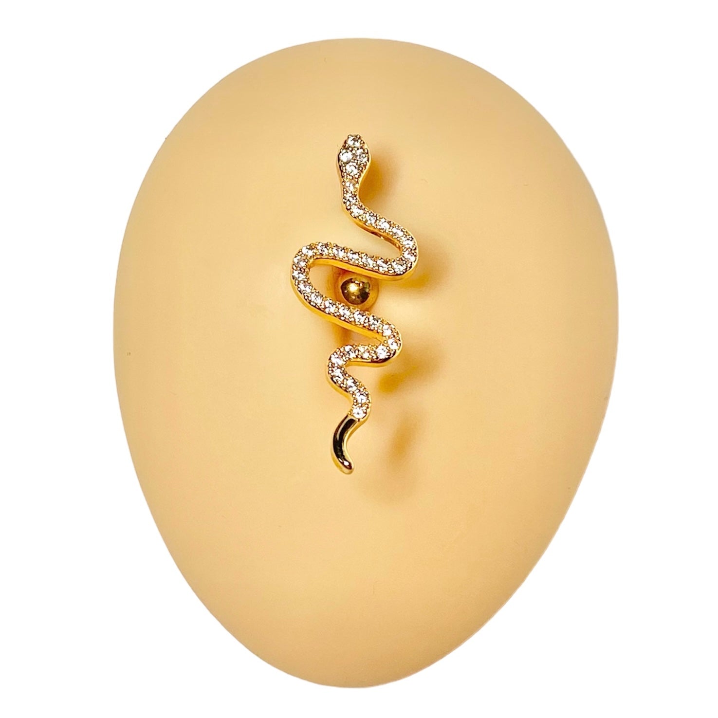 Gold CZ Snake Reverse Belly Bar  image 0