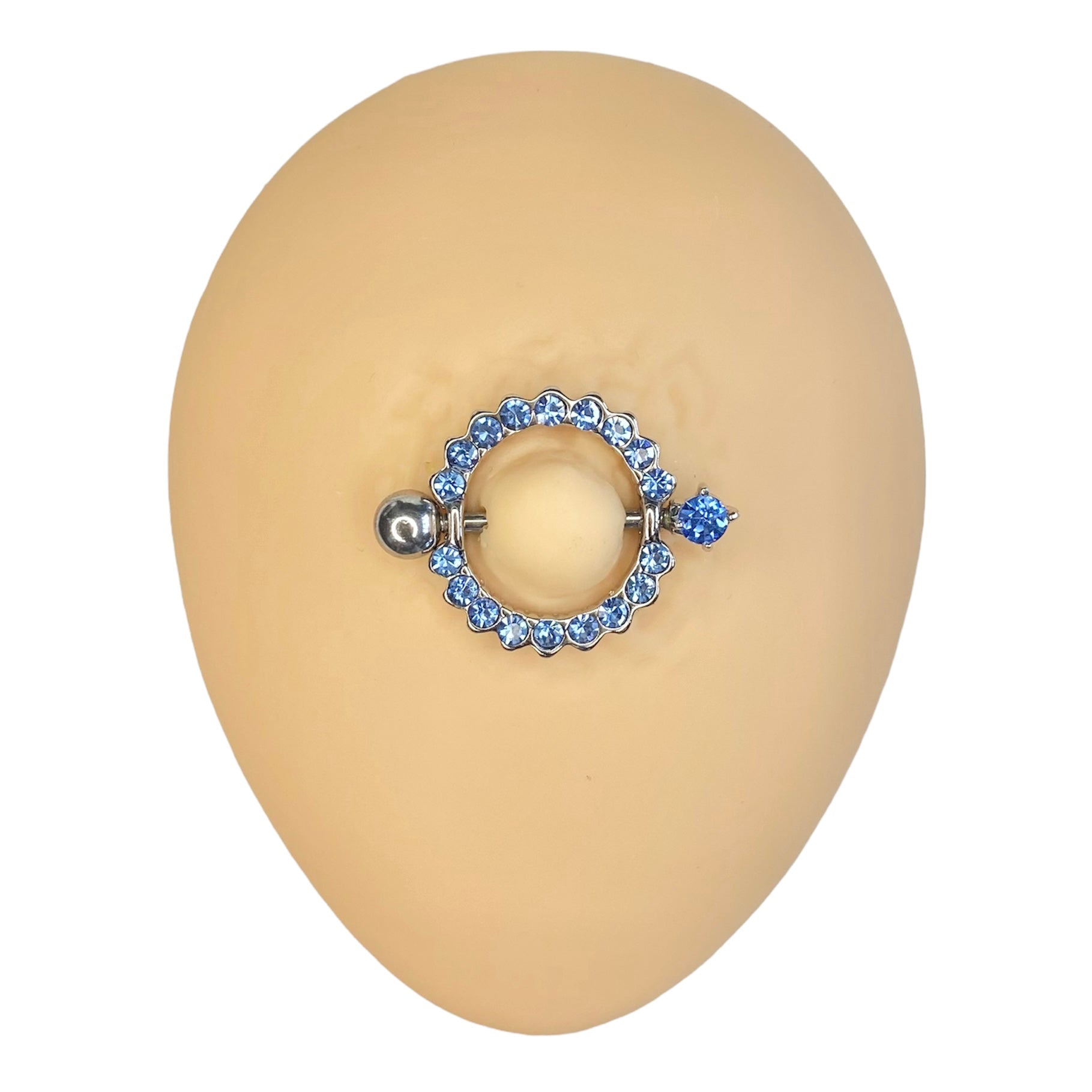 Blue CZ Paved Circle Nipple Bar Shield image 0