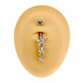 Silver Triple CZ Marquise Flower Dangle Belly Bar  image 0