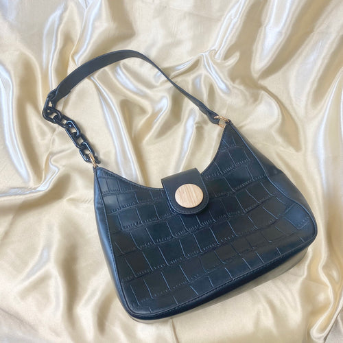Black Croc Front Shoulder Bag image 0