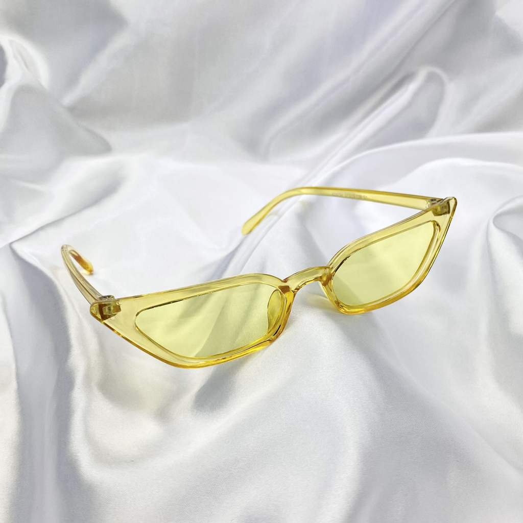 Yellow Clear Slim Rectangle Cat Eye Sunglasses image 0