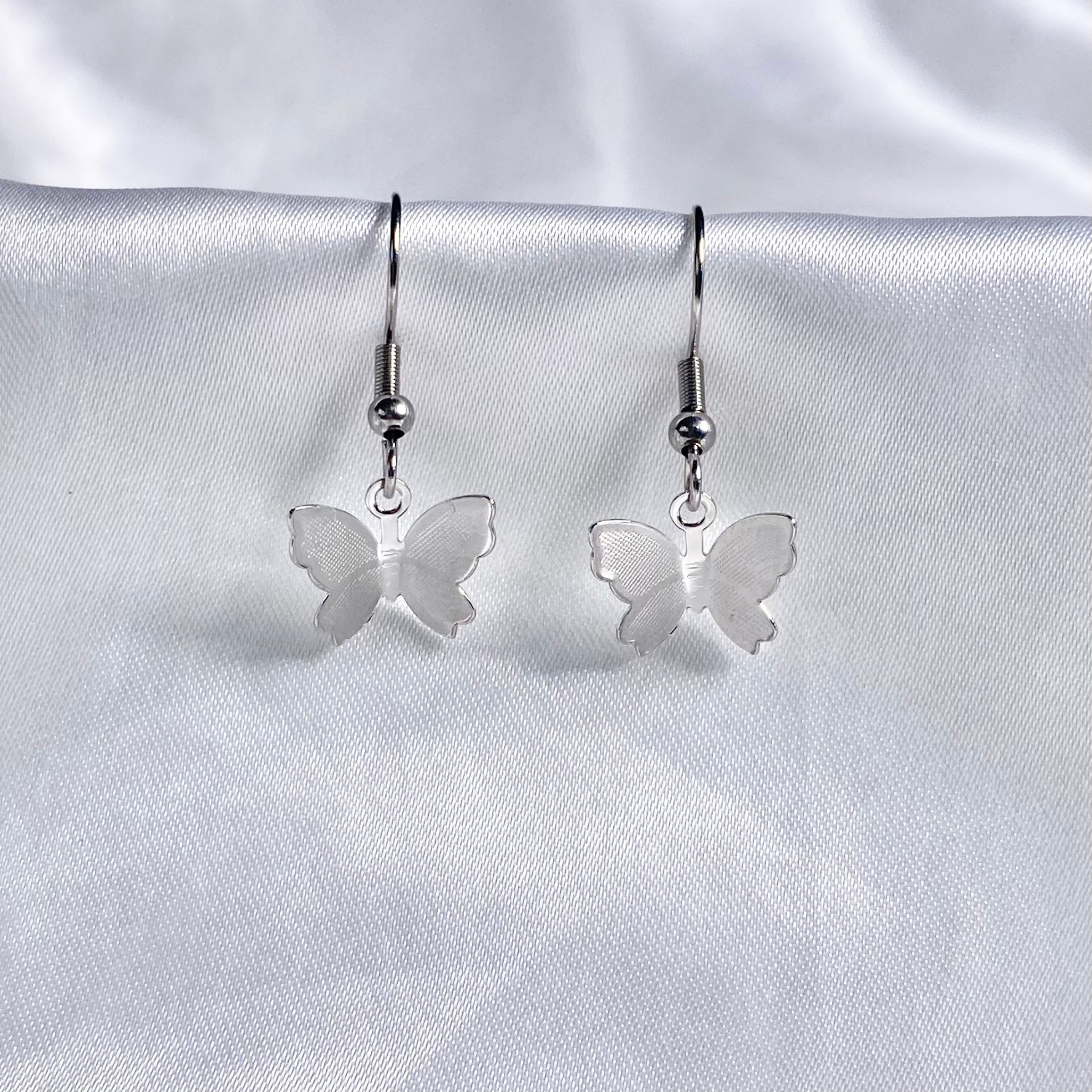 Silver Mini Minimalist Butterfly Earrings image 0