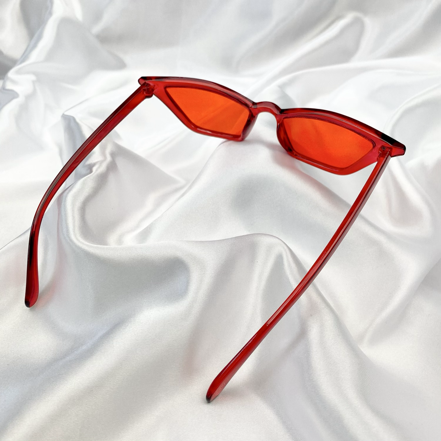 Red Clear Rectangle Cat Eye Sunglasses image 2