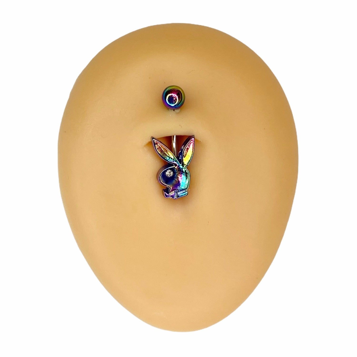 Multicolour AB Effect Crystal Eye Playboy Belly Bar  image 0