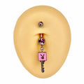Pink Enamel Playboy Key Belly Bar  image 0