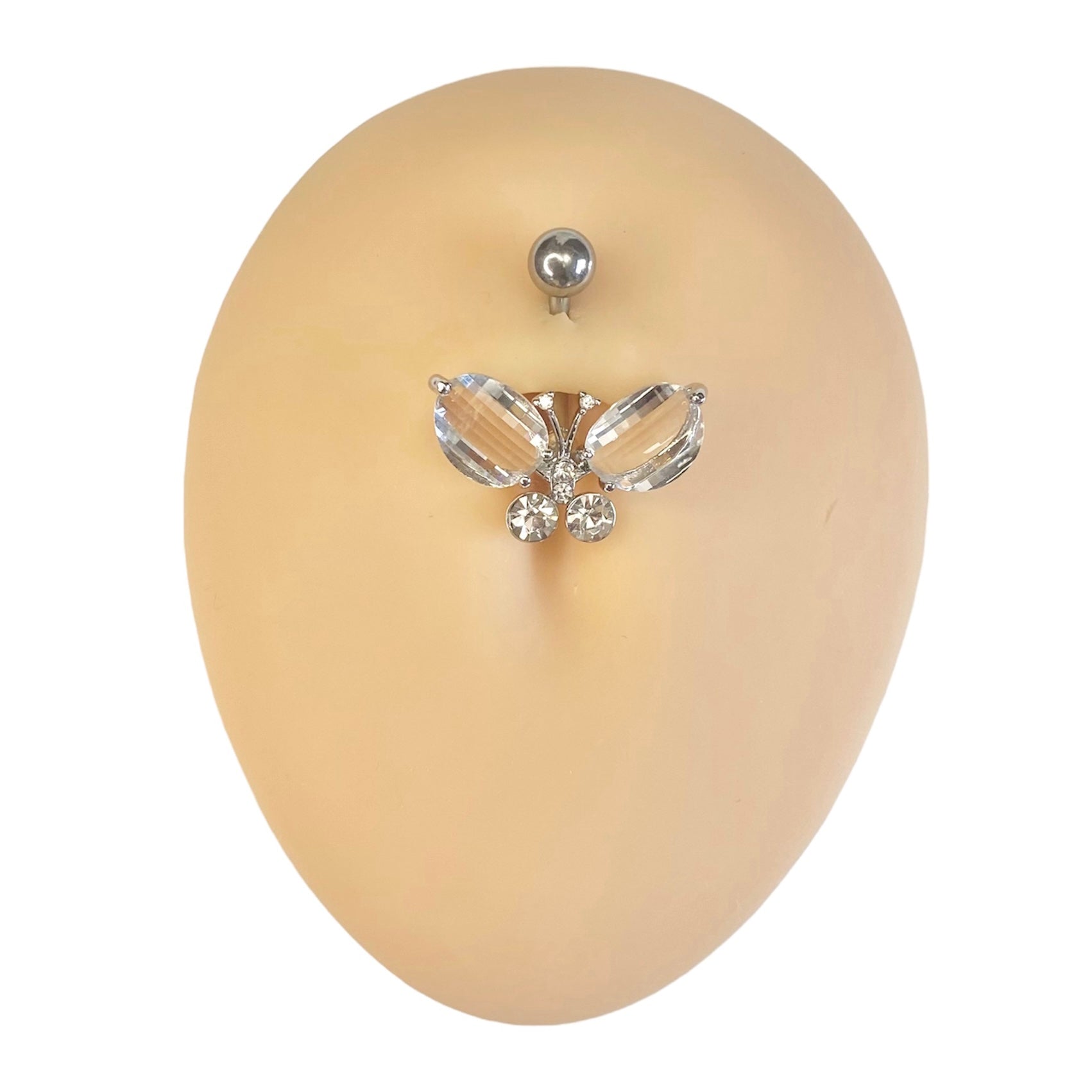Silver Faceted Crystal Butterfly Belly Bar  image 0