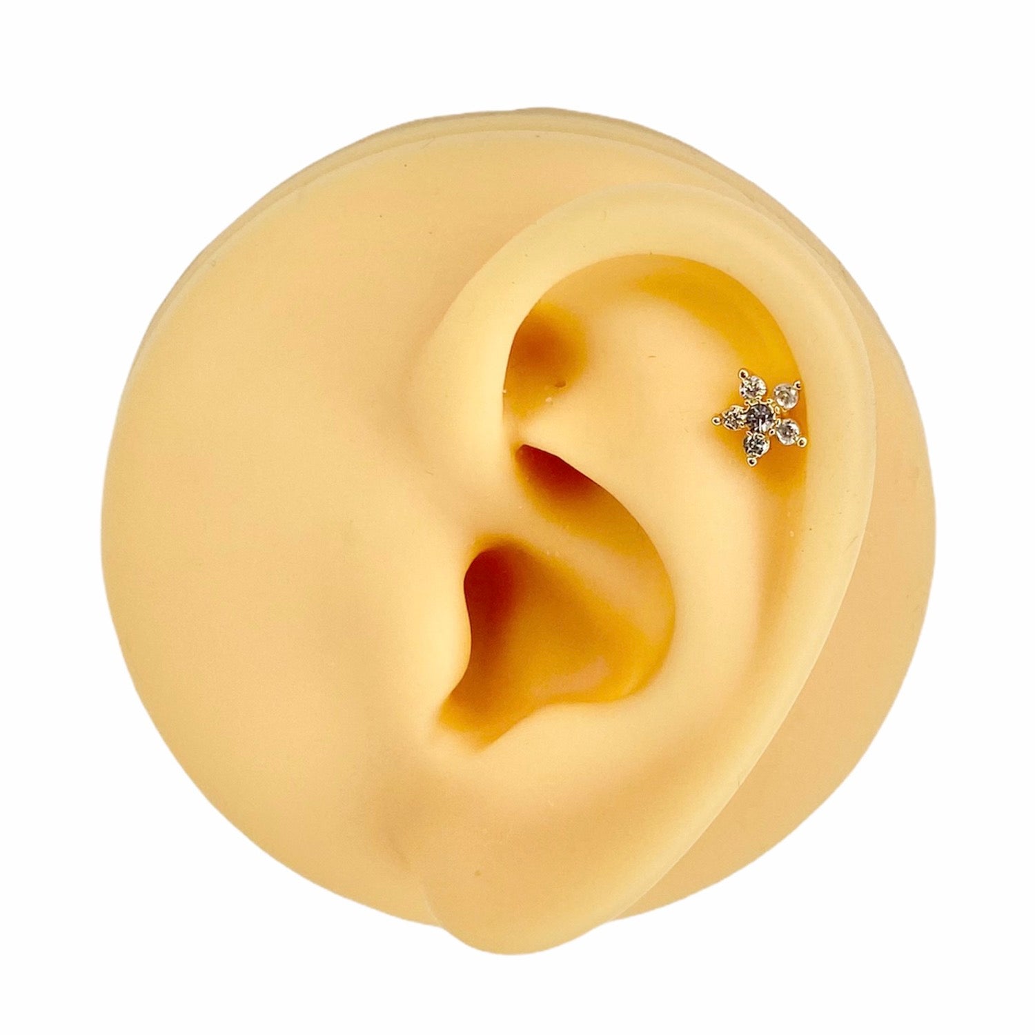 Gold CZ Flower Flat Back Stud image 0