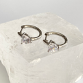 Silver Cubic Zirconia Heart Chunky Hoop Earrings image 0