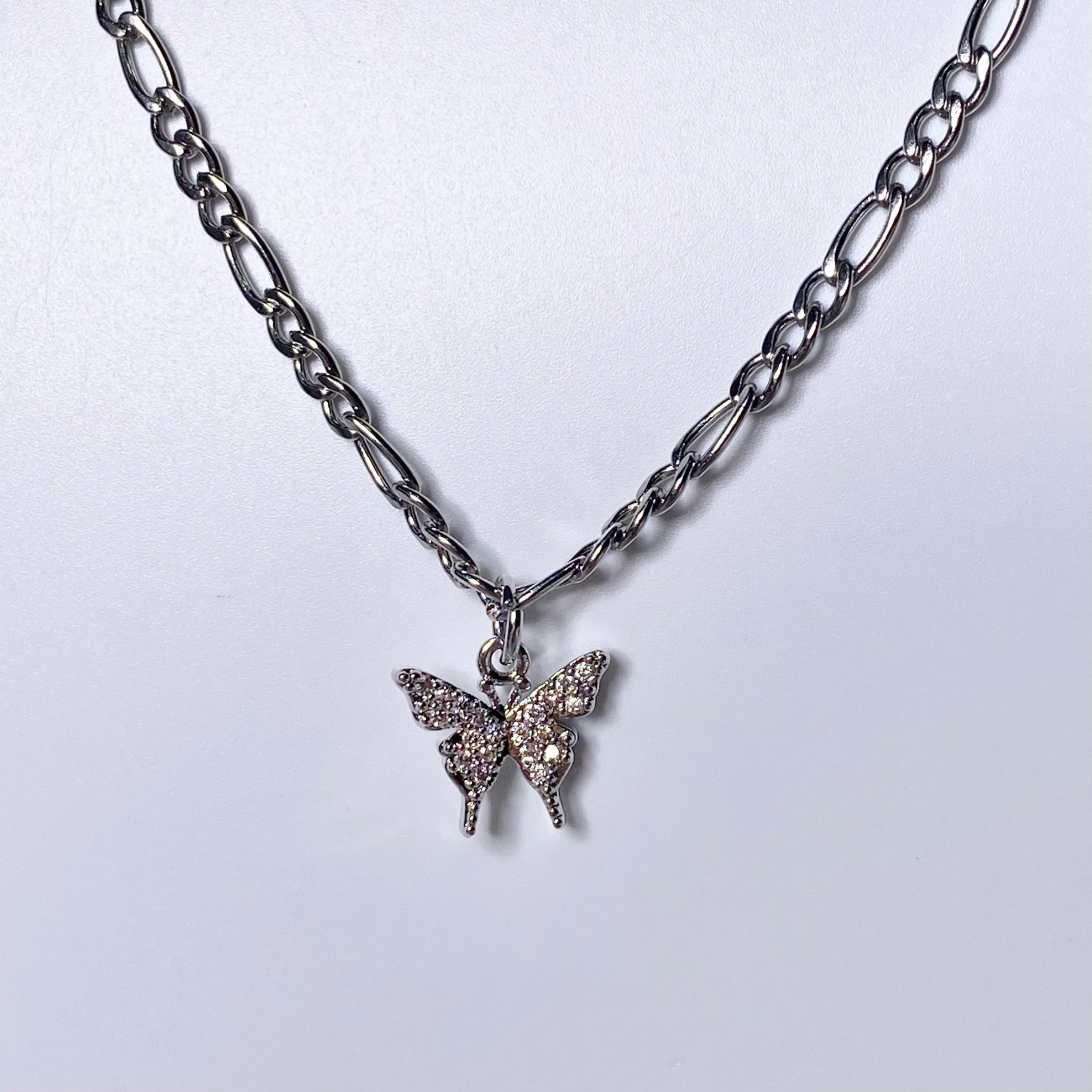 Silver CZ Butterfly Necklace image 0