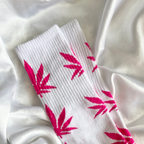 White & Pink Weed Leaf Socks image 0