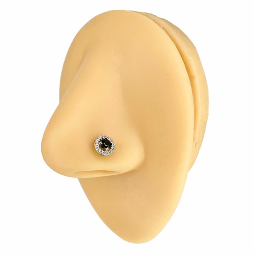 Black Double Tiered Round CZ Nose Stud image 0