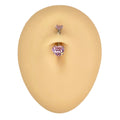 Pink Double CZ Heart Belly Bar  image 0
