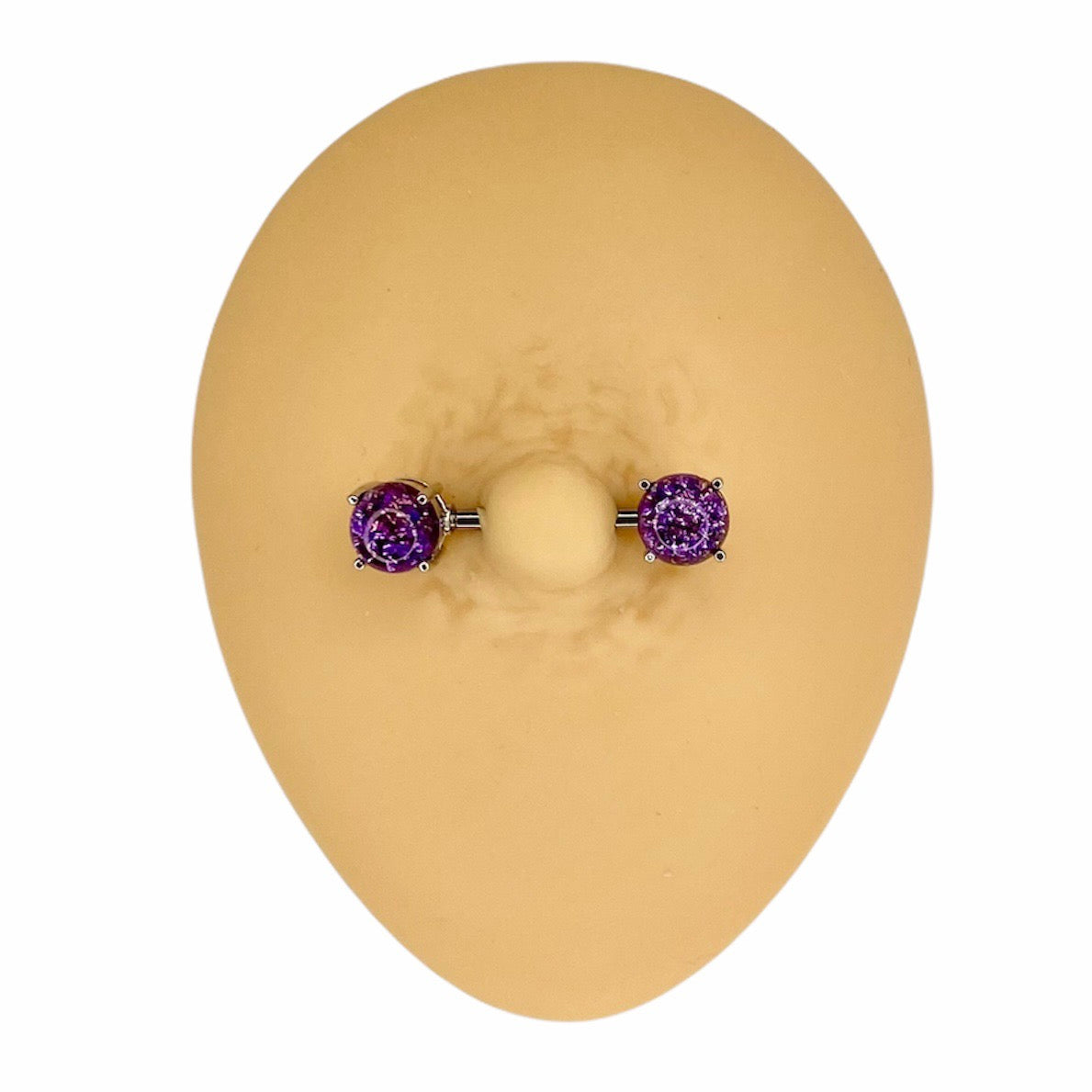 Purple Lava Glitter Prong Set Nipple Bar image 0