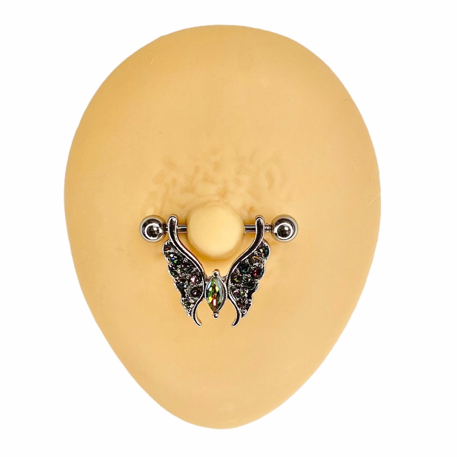 Vitrail Medium Crystal Paved Butterfly Shield Nipple Bar image 0