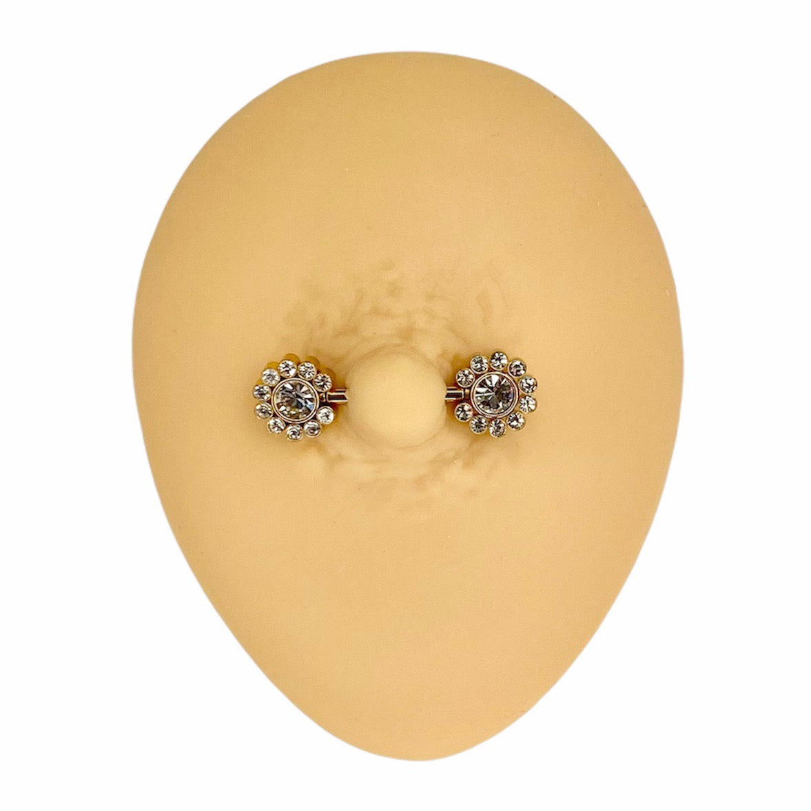 Gold CZ Cluster Flower Nipple Bar image 0