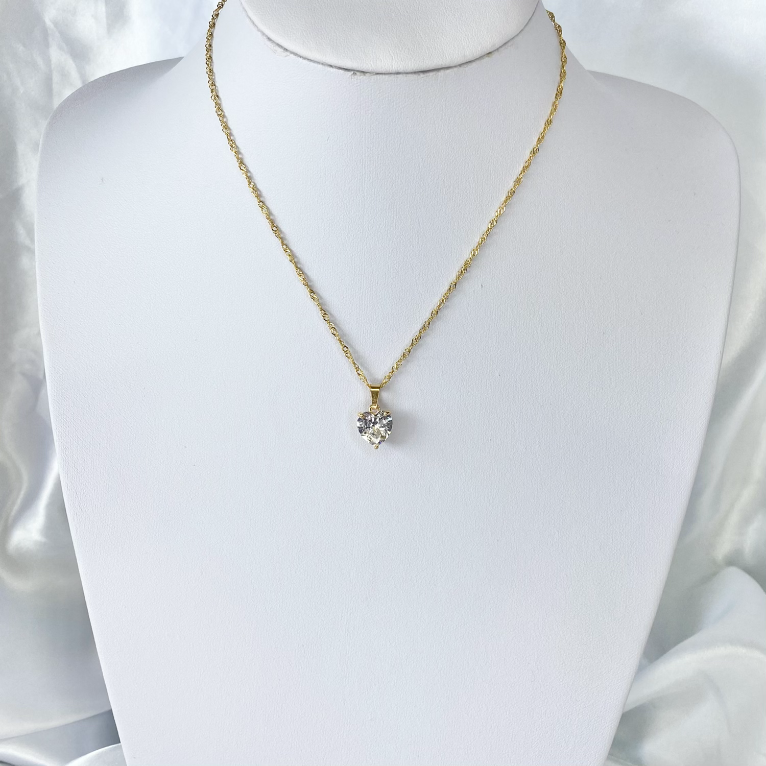 Gold Cubic Zirconia Statement Heart Necklace image 1