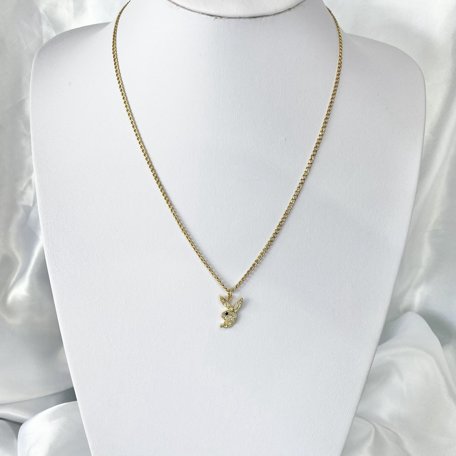 Gold Cubic Zirconia Playboy Necklace image 1