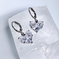 Silver CZ Bling Heart Hoop Earrings image 0