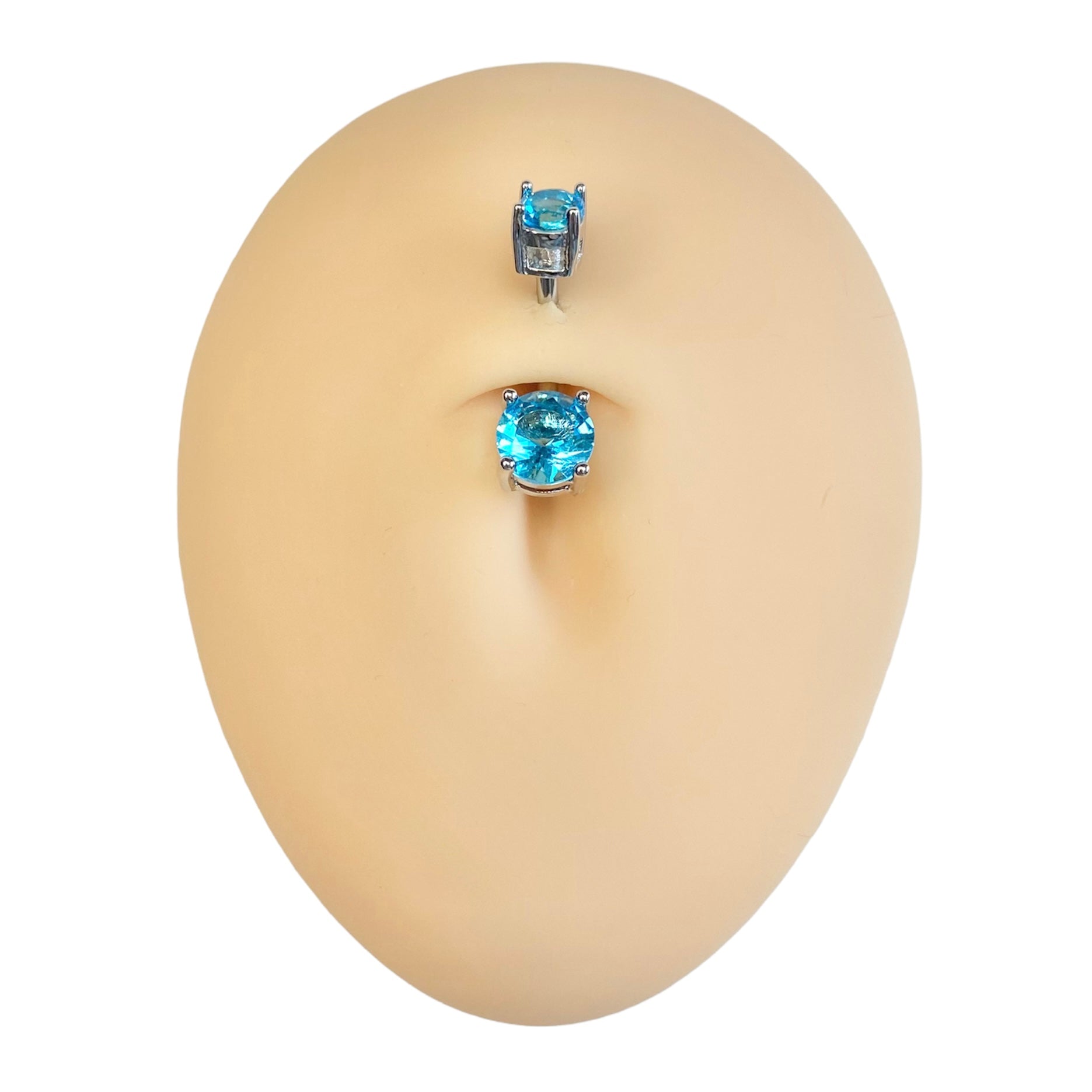 Blue Double CZ Prong Belly Bar  image 0
