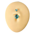 Blue Double CZ Square Belly Bar  image 0