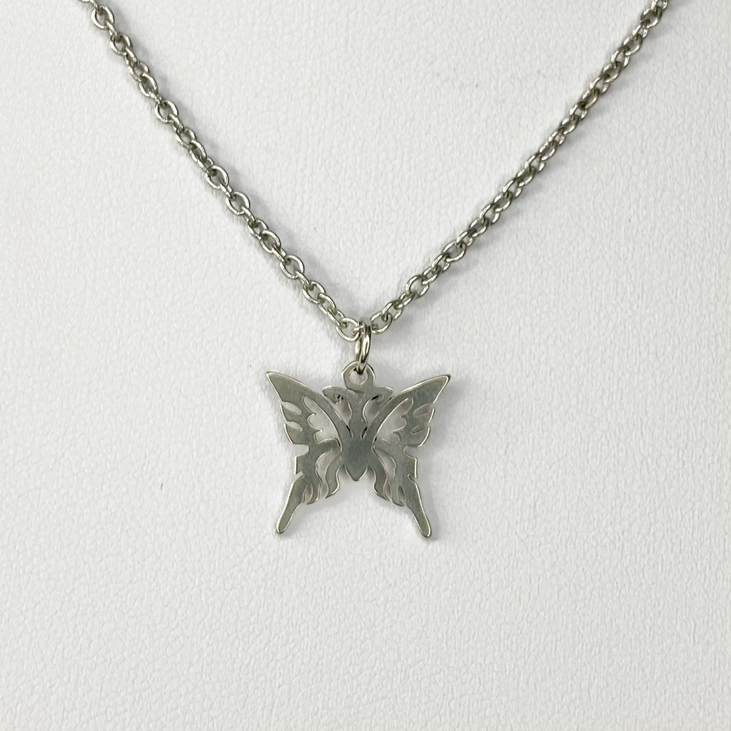 Silver Tribal Butterfly Necklace image 0