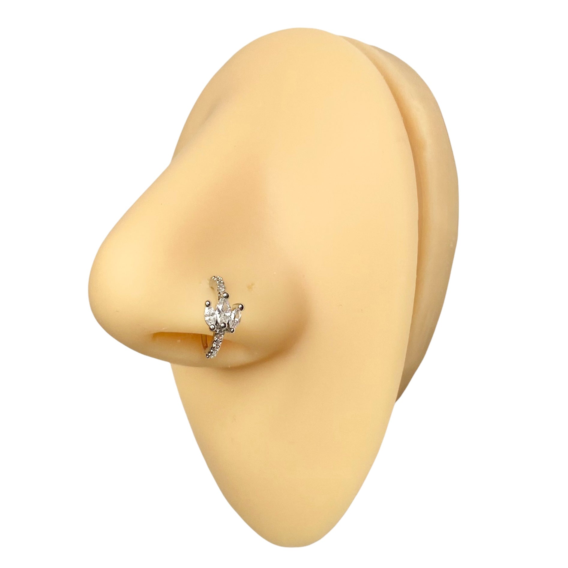 Silver Triple Marquise CZ Lined Hoop image 0