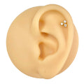 Gold Triple Stone Flat Back Stud image 0