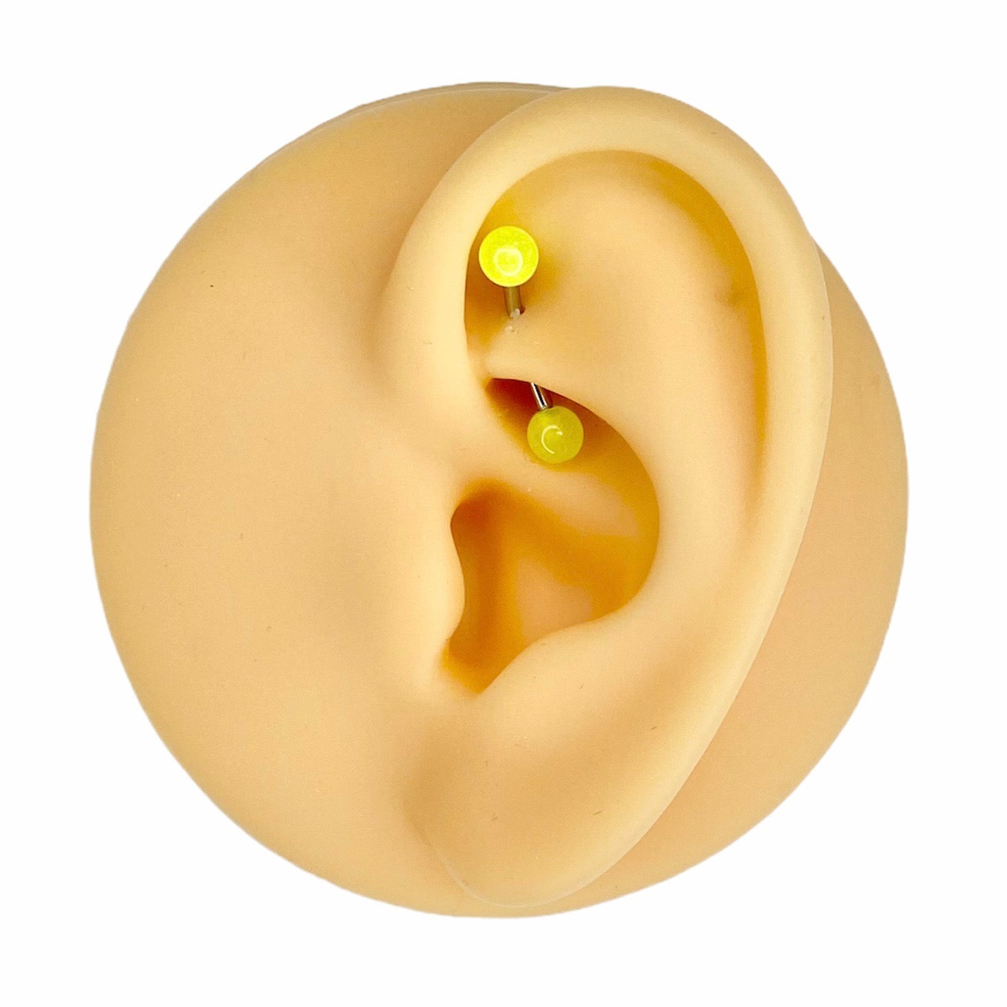 Green/Yellow Glow In The Dark Curved Barbell image 0