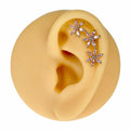 Pink Large Triple CZ Flower Barbell Stud image 0