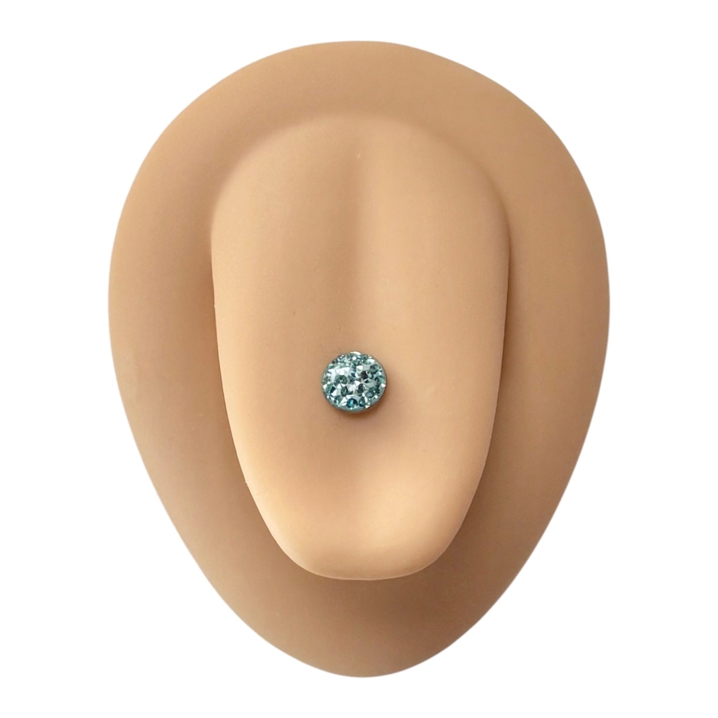 Blue Circle Crystal Paved Tongue Bar image 0