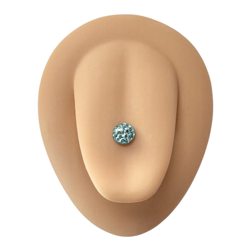 Blue Circle Crystal Paved Tongue Bar image 0