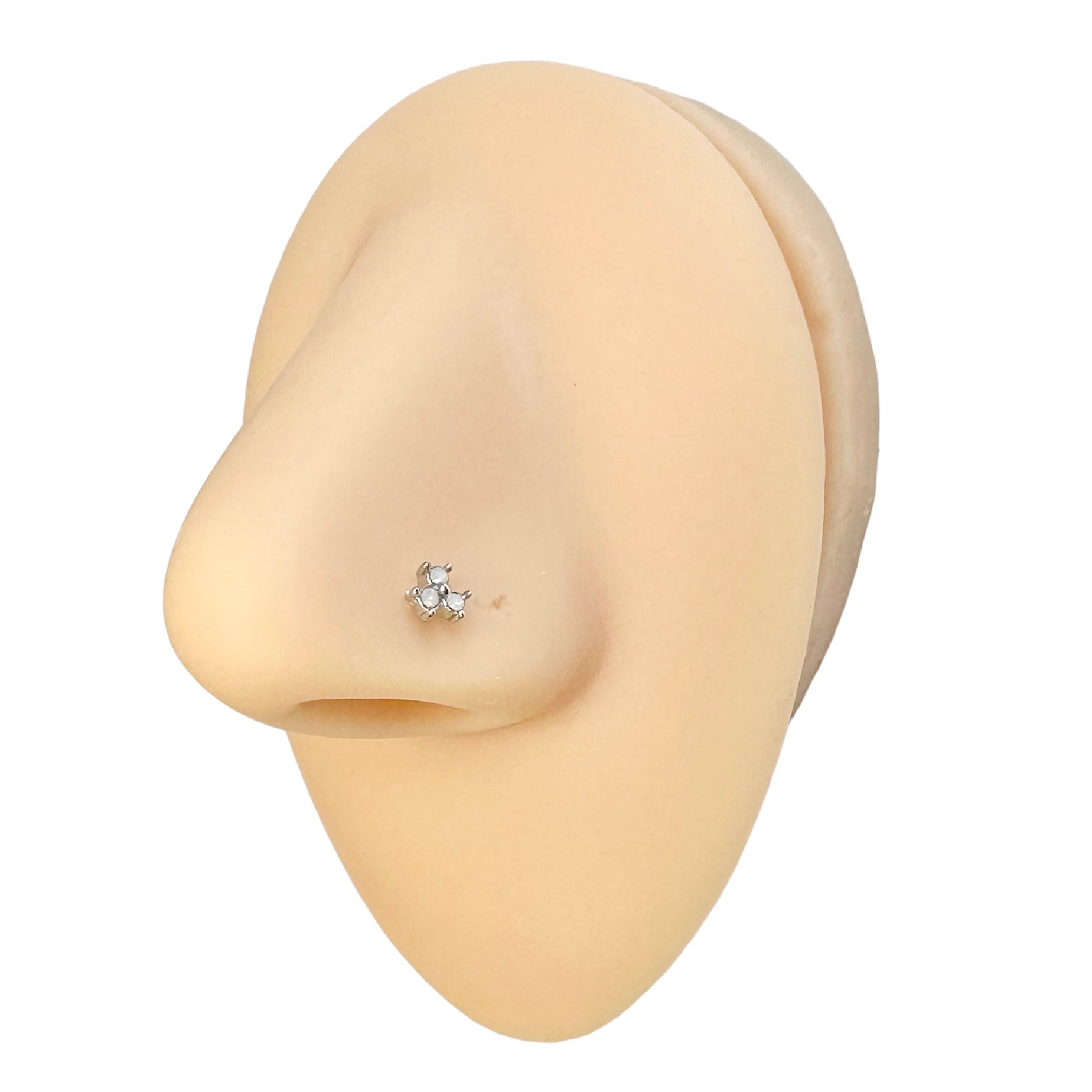 White Opalite Triple Stone Nose Stud image 0