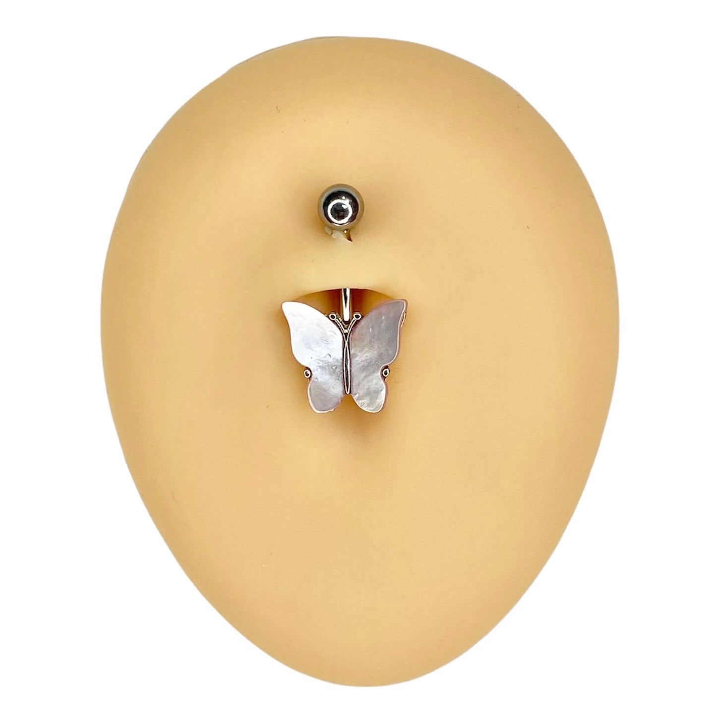 Silver Shell Covered Butterfly Belly Bar image 0