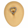 Silver Rhinestone Paved Heart Reverse Belly Bar  image 0